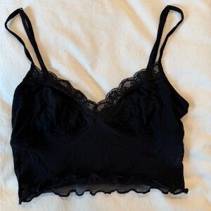 Lace-Trim Black Bralette Crop Top
